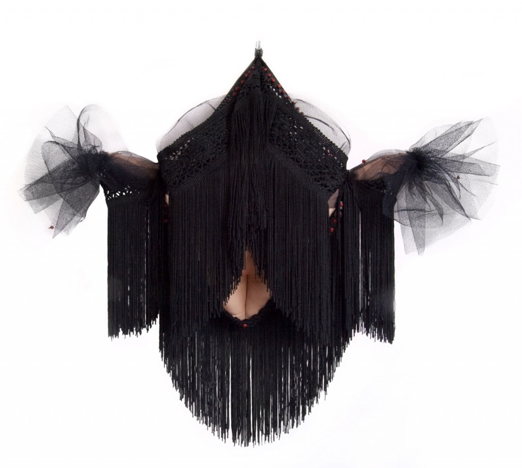 Burka (2009), size: 55 x 58 x 10cm. Textile, beads.