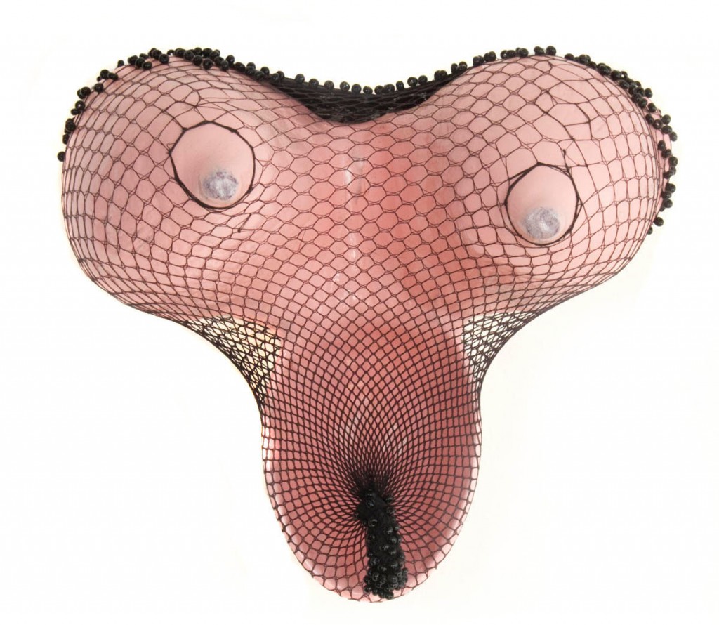 Lust (2010), 25 x 29 x 18cm. Pottery, panty, clay, beads.