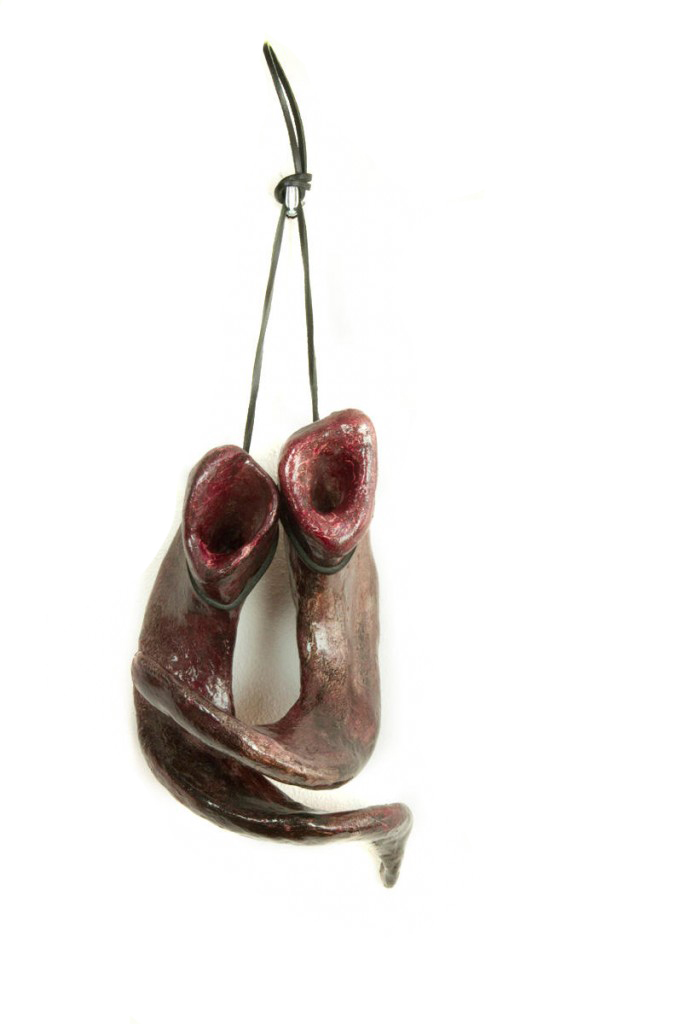 With or without you (2011), size: 45 x 20 x 15cm. Leather, horns.